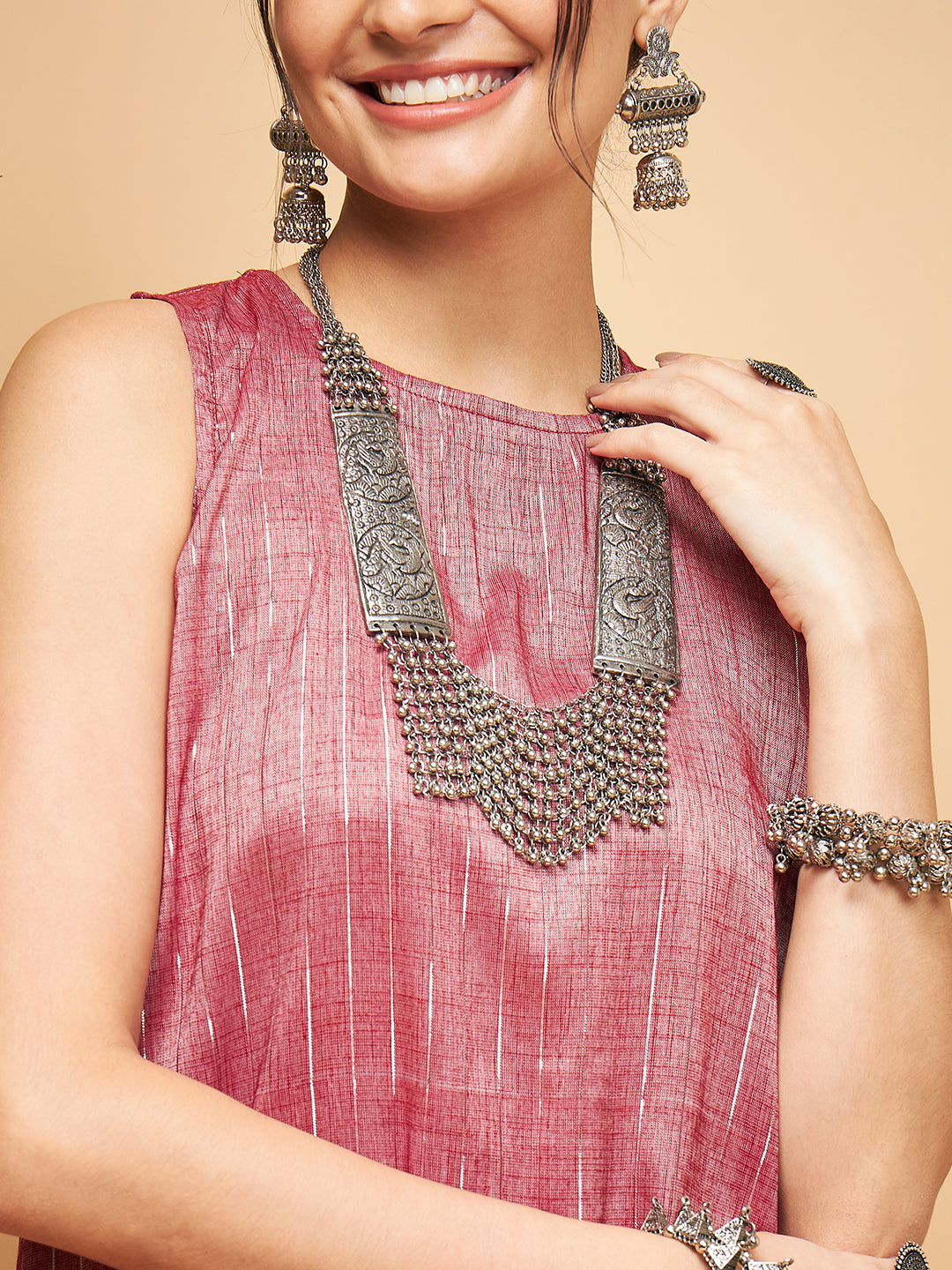 InWeave Wine Lurex Short Kurta - Distacart
