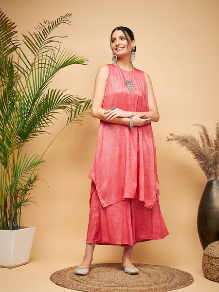 InWeave Red Lurex Short Kurta - Distacart