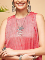 Thumbnail for InWeave Red Lurex Short Kurta - Distacart