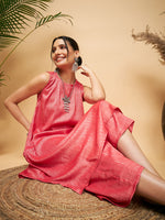 Thumbnail for InWeave Red Lurex Short Kurta - Distacart