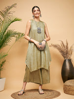 Thumbnail for InWeave Olive Lurex Short Kurta - Distacart
