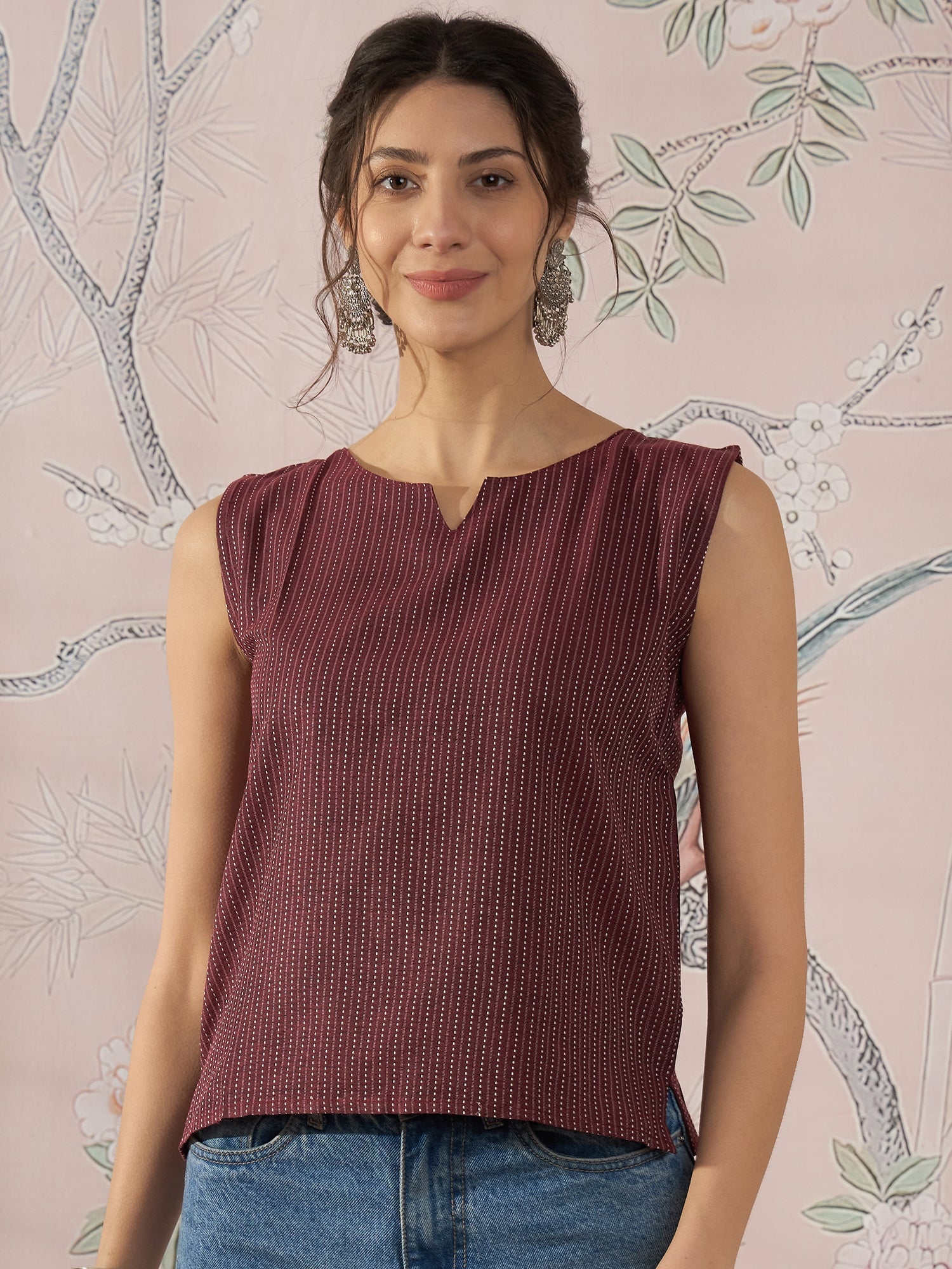 InWeave Wine Kantha W/S Top - Distacart