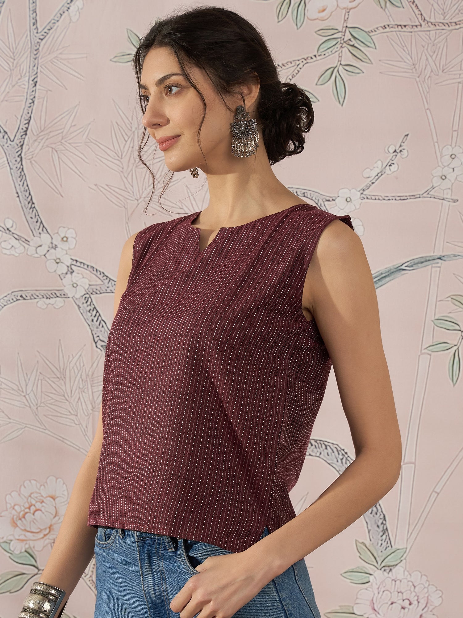 InWeave Wine Kantha W/S Top - Distacart