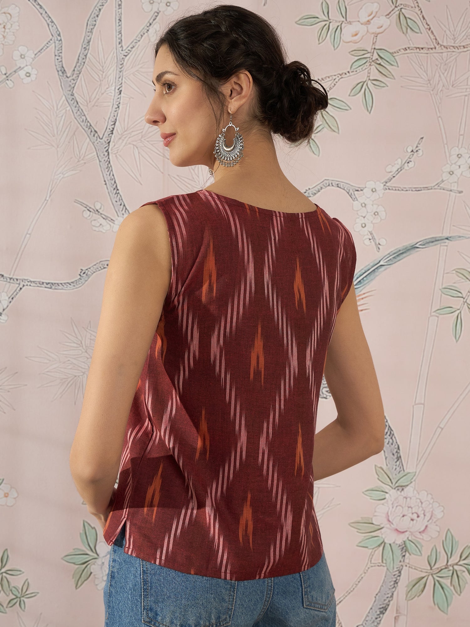 InWeave Rust Ikkat W/S Top - Distacart