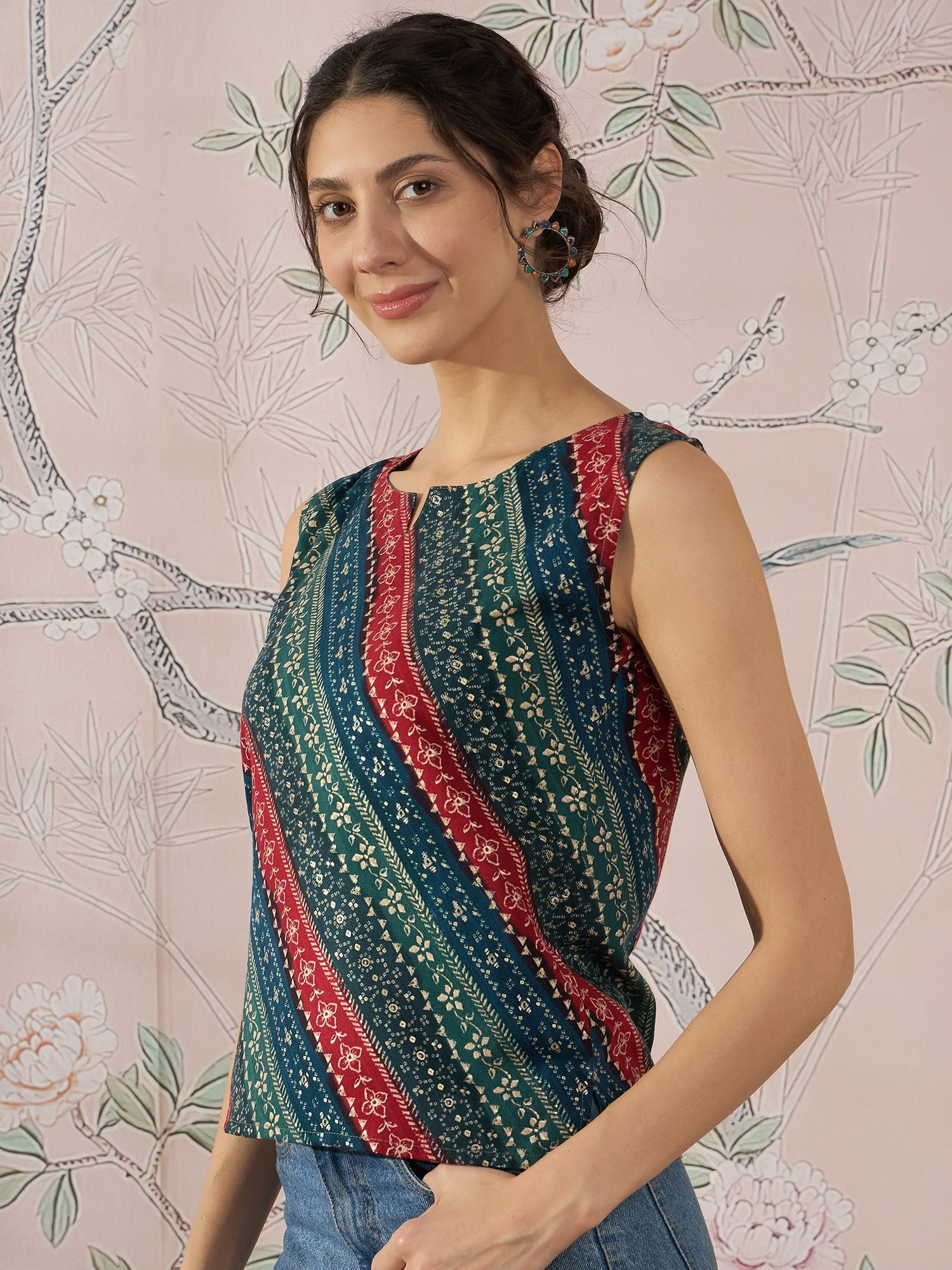 InWeave Teal Hunter Batik W/S Top - Distacart