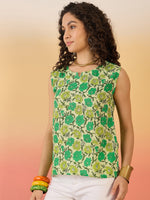 Thumbnail for InWeave Pear Green Green Rose Jaal W/S Top - Distacart