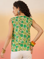 Thumbnail for InWeave Pear Green Green Rose Jaal W/S Top - Distacart