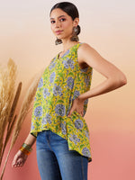 Thumbnail for InWeave Sunset Yellow Floral Print V Neck W/S Top - Distacart