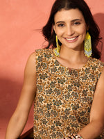 Thumbnail for InWeave Light Brown Kalamkari W/S Top - Distacart