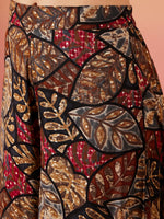 Thumbnail for InWeave Black Grey Leaf Print Foil Palazzo - Distacart