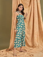 Thumbnail for InWeave Marin Teal Beige Strappy Jumpsuit - Distacart
