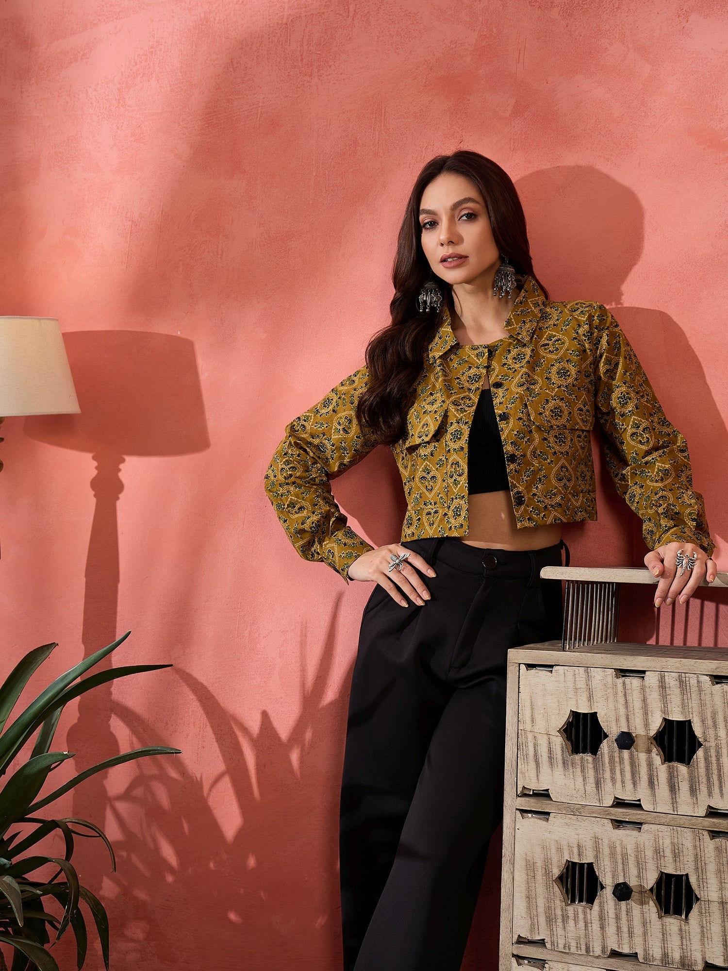 InWeave Dark Yellow Kalamkari Pocket Jacket - Distacart