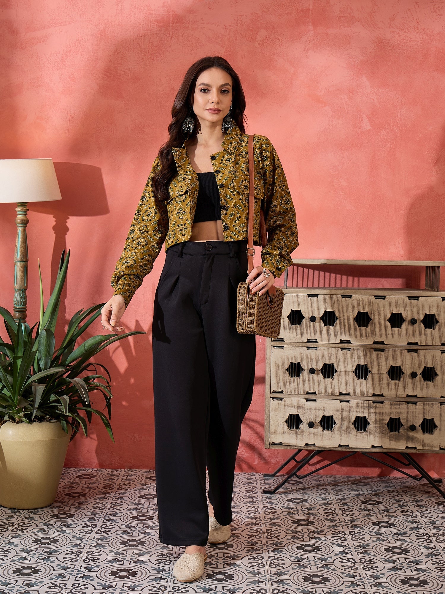 InWeave Dark Yellow Kalamkari Pocket Jacket - Distacart
