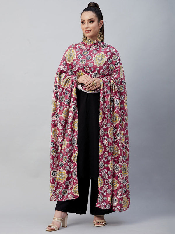 InWeave Red Printed Velvet Shawl - Distacart