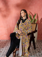 Thumbnail for InWeave Yellow Printed Velvet Shawl - Distacart