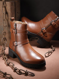 Thumbnail for Roadster The Lifestyle Co. Women Mid Top Regular Boots With Buckle Detail