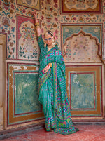 Thumbnail for Monjolika Fashion Silk Patola Print Trendy Saree in Teal