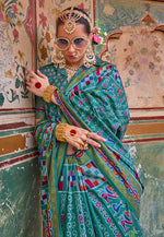 Thumbnail for Monjolika Fashion Silk Patola Print Trendy Saree in Teal