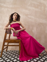 Thumbnail for InWeave Fuchsia Solid Off Shoulder Dress - Distacart
