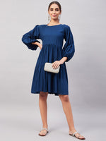 Thumbnail for InWeave Teal Blue Flared Dress - Distacart