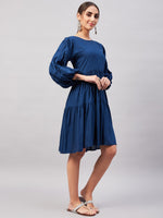 Thumbnail for InWeave Teal Blue Flared Dress - Distacart