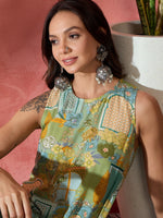 Thumbnail for InWeave Pear Green Window Print R Neck Dress - Distacart