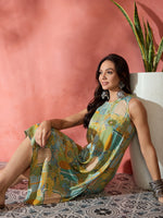 Thumbnail for InWeave Pear Green Window Print R Neck Dress - Distacart