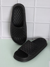 Thumbnail for Roadster The Lifestyle Co. Men Black Textured Lightweight Slider Flip Flops