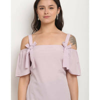 Thumbnail for Aastha Fashion Women's Light Purple Polyester Solid Casual Top - Distacart