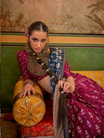 Thumbnail for Monjolika Fashion Magenta & Navy Blue Mercerized Sigma Silk Saree with Aqua Finish