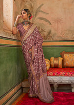 Thumbnail for Monjolika Fashion Mauve Mercerized Sigma Silk Saree with Aqua Finish