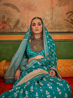 Thumbnail for Monjolika Fashion Aqua Blue Mercerized Sigma Silk Saree with Aqua Finish