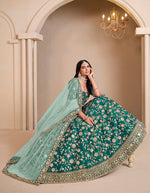 Thumbnail for Monjolika Fashion Teal Embroidered Art Silk Designer Lehenga Choli