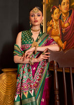 Thumbnail for Monjolika Fashion Burgundy Patola Printed Silk Contemporary Saree For Ceremonial