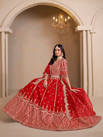 Thumbnail for Monjolika Fashion Art Silk Embroidered Red Lehenga Choli