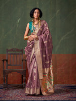 Thumbnail for Monjolika Fashion Weaving Zari Tissue Silk Designer Saree In Mauve
