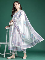 Thumbnail for Indo Era Floral Printed Pure Cotton Kurta with Trousers & Dupatta