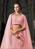 Thumbnail for Monjolika Fashion Light pink Net Lehenga Choli In Thread Embroidered