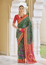 Thumbnail for Monjolika Fashion Silk Foil Print Classic Saree In Green