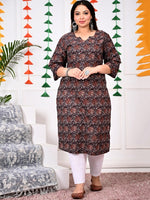 Thumbnail for Swasti Plus Size Floral Printed Round Neck Straight Kurta - Distacart