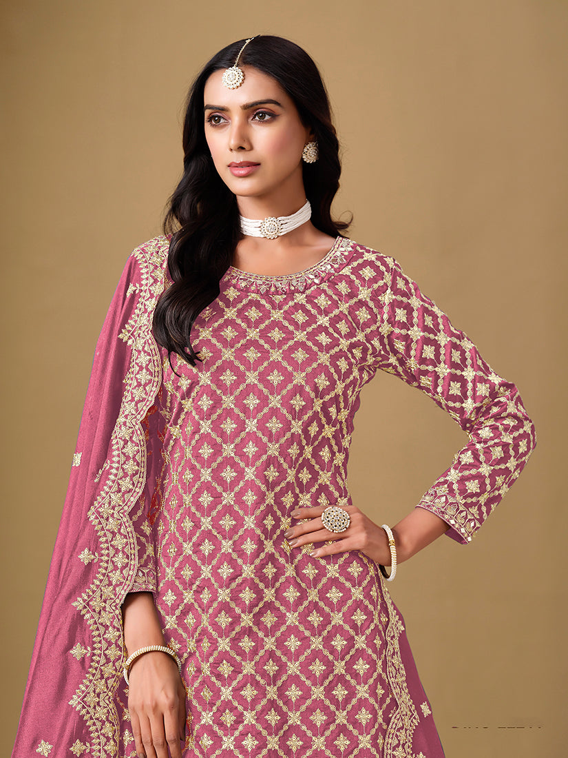 Monjolika Fashion Jacquard Work Dola Pink Readymade Lehenga Choli