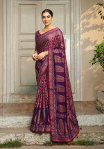 Thumbnail for Monjolika Fashion Georgette Printed Purple Classic Saree