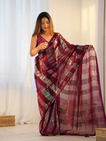 Thumbnail for Monjolika Fashion Georgette Sequins Maroon Color Classic Saree
