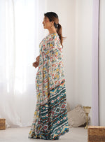 Thumbnail for Monjolika Fashion Chinon Digital Print Classic Saree in Off White