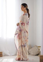 Thumbnail for Monjolika Fashion Chinon Digital Print Classic Saree in Cream