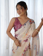 Thumbnail for Monjolika Fashion Chinon Digital Print Classic Saree in Cream