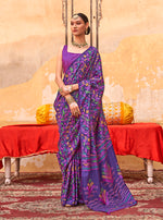 Thumbnail for Monjolika Fashion Silk Blend Printed Violet Trendy Saree For Casual