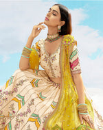 Thumbnail for Monjolika Fashion Ivory & Yellow Silk Heavy Embroidered Wedding Lehenga Choli