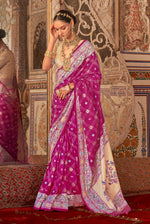 Thumbnail for Monjolika Fashion Rani Pink Bandhej Print Silk Blend Ceremonial Contemporary Saree