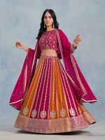 Thumbnail for Monjolika Fashion Rani Pink Embroidered Faux Georgette Lehenga Choli